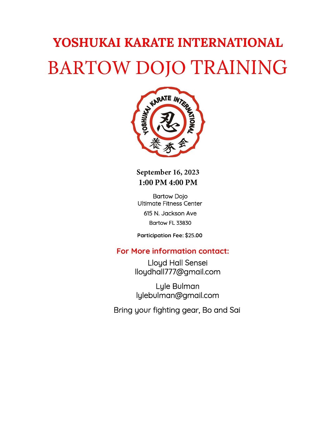 2023 Bartow Dojo Training